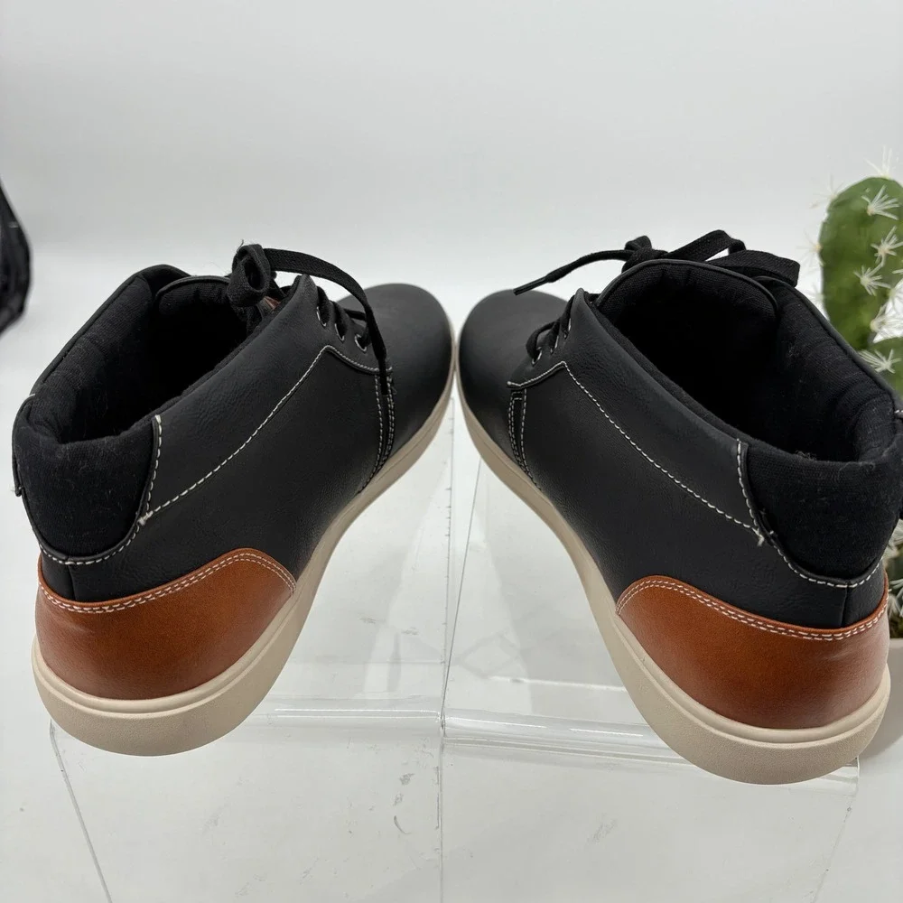 New Steve‎ Madden Kobe Men's Black Faux Leather Lace Up Chukka Boots Size 12